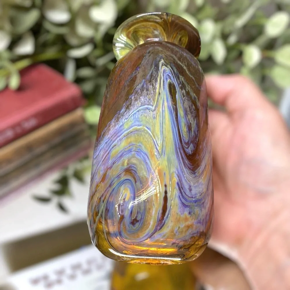 Vintage Drew Smith Art Glass Vase Signed 6 3/4” Tall Dated 2/75 GHG A-657